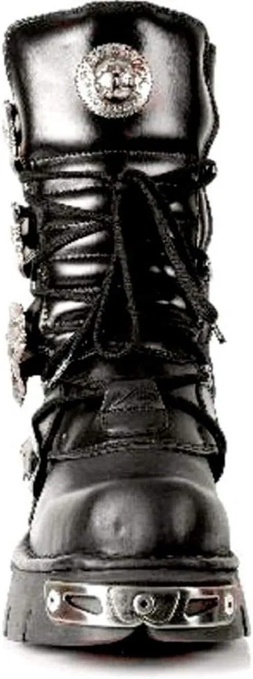 New Rock Newrock 391 S1 Black Metallic Reactor Goth Biker Unisex Black Boots