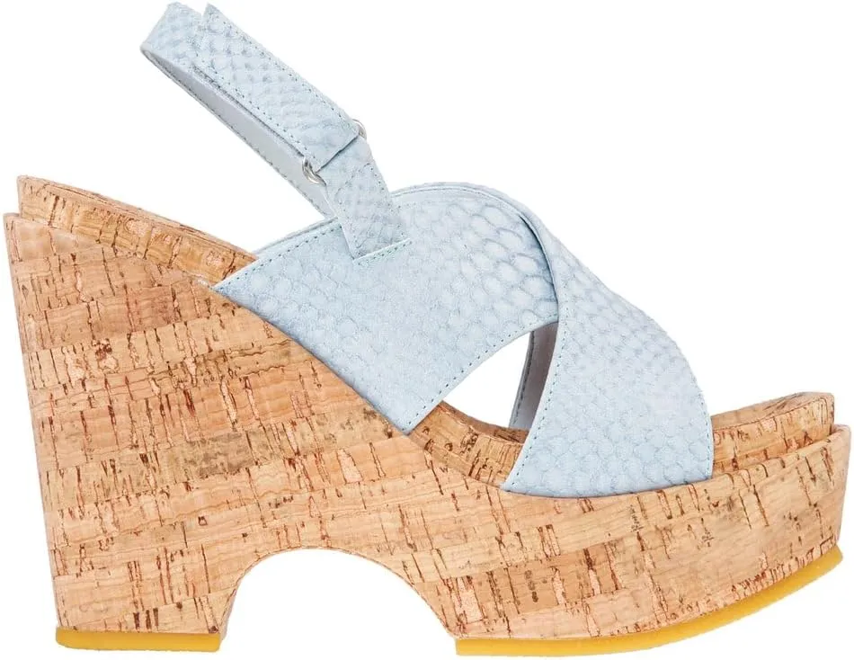 NINA Daybreaks Harp - Women's Wedge Platform Square Toe Sandals Shoes - Effortless Style and Comfort - Cork Wrapped Womens Shoes