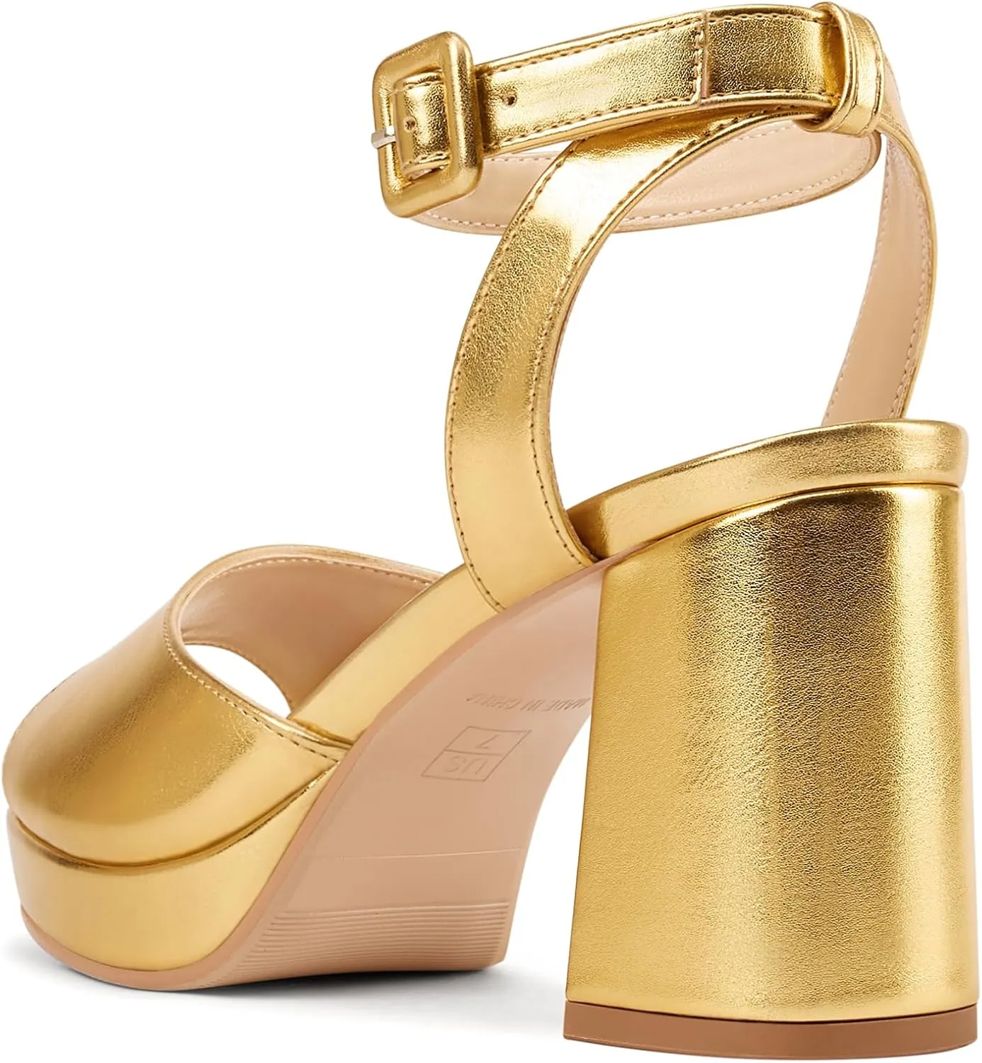 NobleOnly Platform Heels for Women Platform Sandals Chunky Heel Peep Open Toe Ankle Strap Block Heeled Sandals for Party Prom Wedding 3.2 Inches Heels