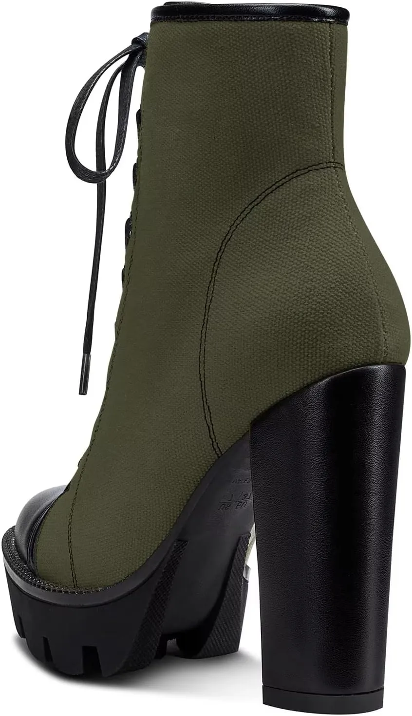 NobleOnly Women High Heel Platform Round Toe Ankle Boots Short Bootie Zipper Lace-up Riding Boots Classic Party Office 5.1 Inches Heels