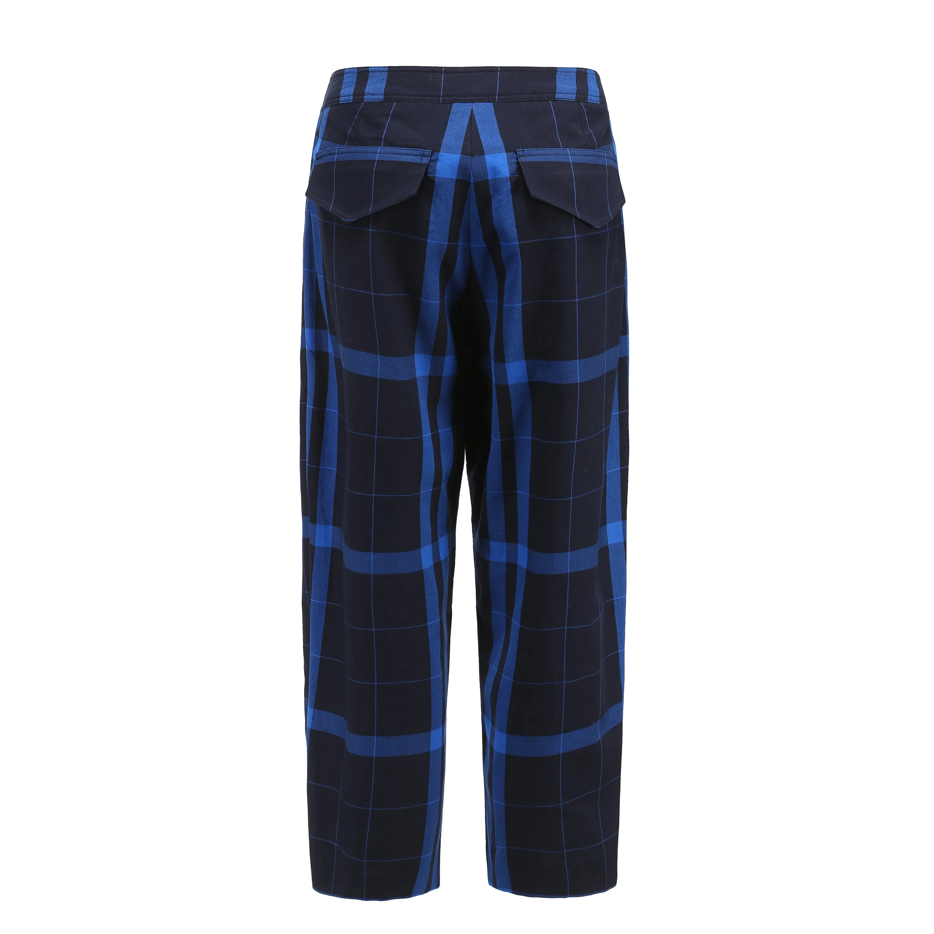 Note to Self / Embroidered Tartan Plaid Pants • Navy