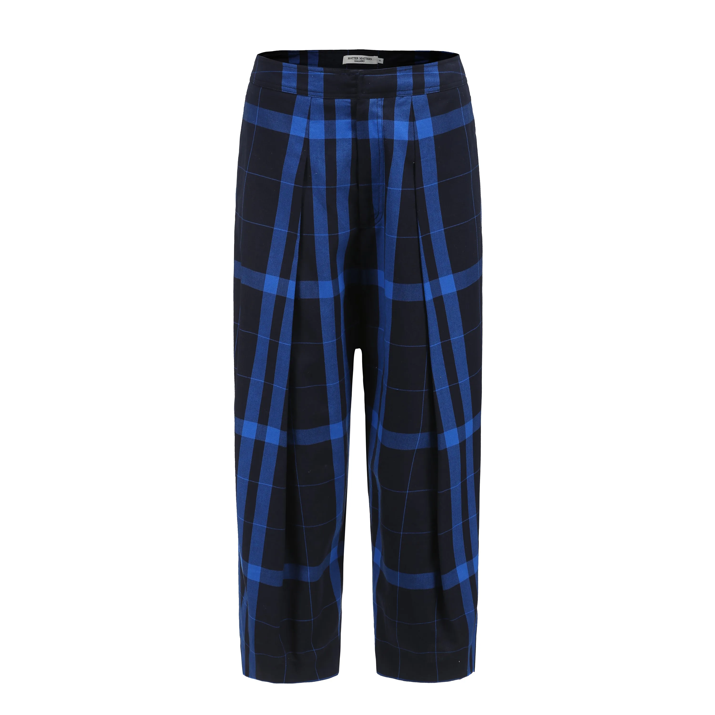 Note to Self / Embroidered Tartan Plaid Pants • Navy
