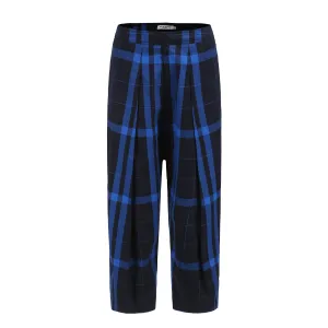 Note to Self / Embroidered Tartan Plaid Pants • Navy