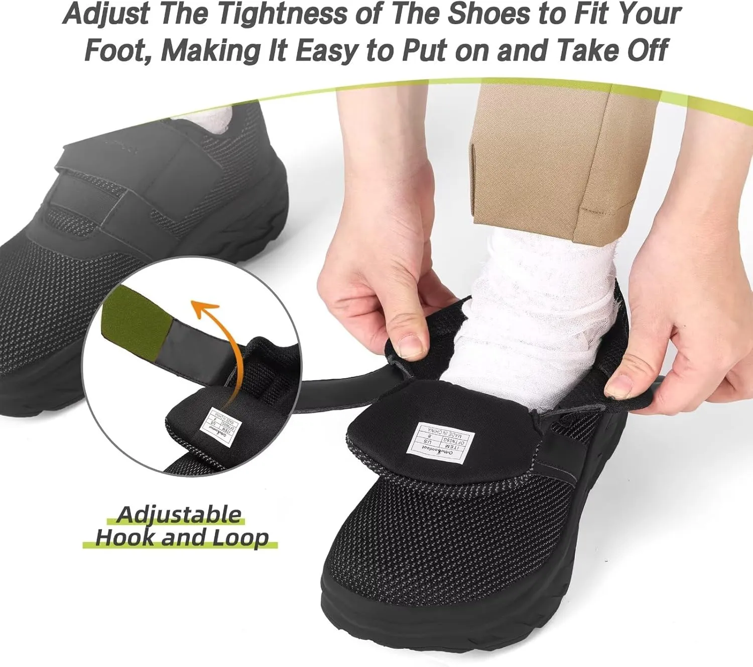 OrthoComfoot Women's Orthopedic Diabetic Wide Walking Shoes: Comfortable Casual Arch Support Plantar Fasciitis Loafers, Orthotic High Arch Swollen Feet Adjustable Work Shoes for Ankle and Heel Pain