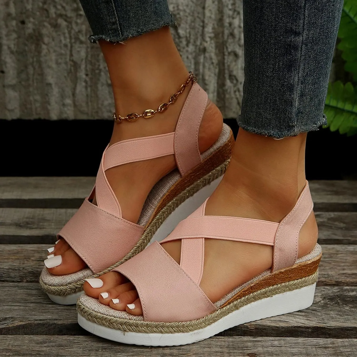 Orthopedic Wedge Sandals for Women Open Toe Ankle Strap Platform Espadrilles Wedges Shoes Dressy Summer Beach Shoes 2025