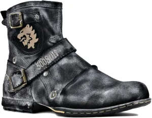 OSSTONE Moto Boots for Men Fashion Zipper-up Leather Chukka Boots Casual Shoes OS-5008-1-Camouflage Green