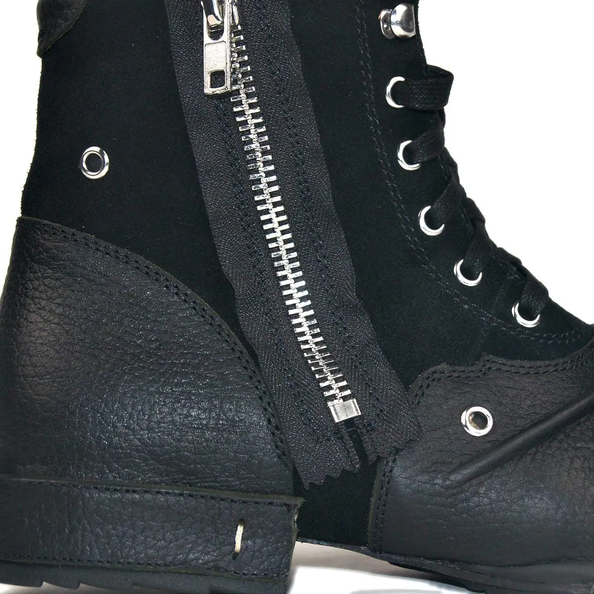 OSSTONE Moto Boots for Men Fashion Zipper-up Leather Chukka Boots Casual Shoes OS-5008-8-US