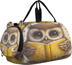 Owl Youth Sports & Travel Duffle Bag with Shoe Compartment,Waterproof Gym Bag for Girls and Boys (Overnight Essentials Organizer)