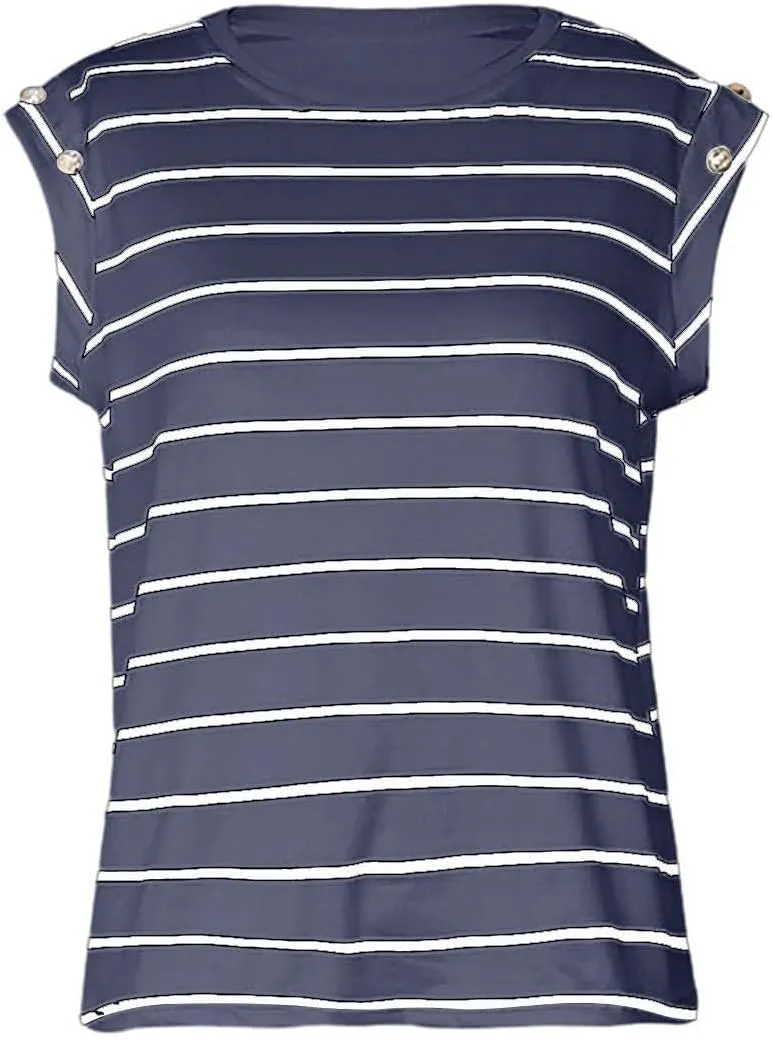 Personality Striped Cap Sleeve T Shirts for Women Slim Fit Crew Neck Lightweight Casual Daily Tops Fashion Sleeveless Blouses
