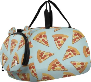 Pizza Youth Sports & Travel Duffle Bag with Shoe Compartment,Waterproof Gym Bag for Girls and Boys (Overnight Essentials Organizer)