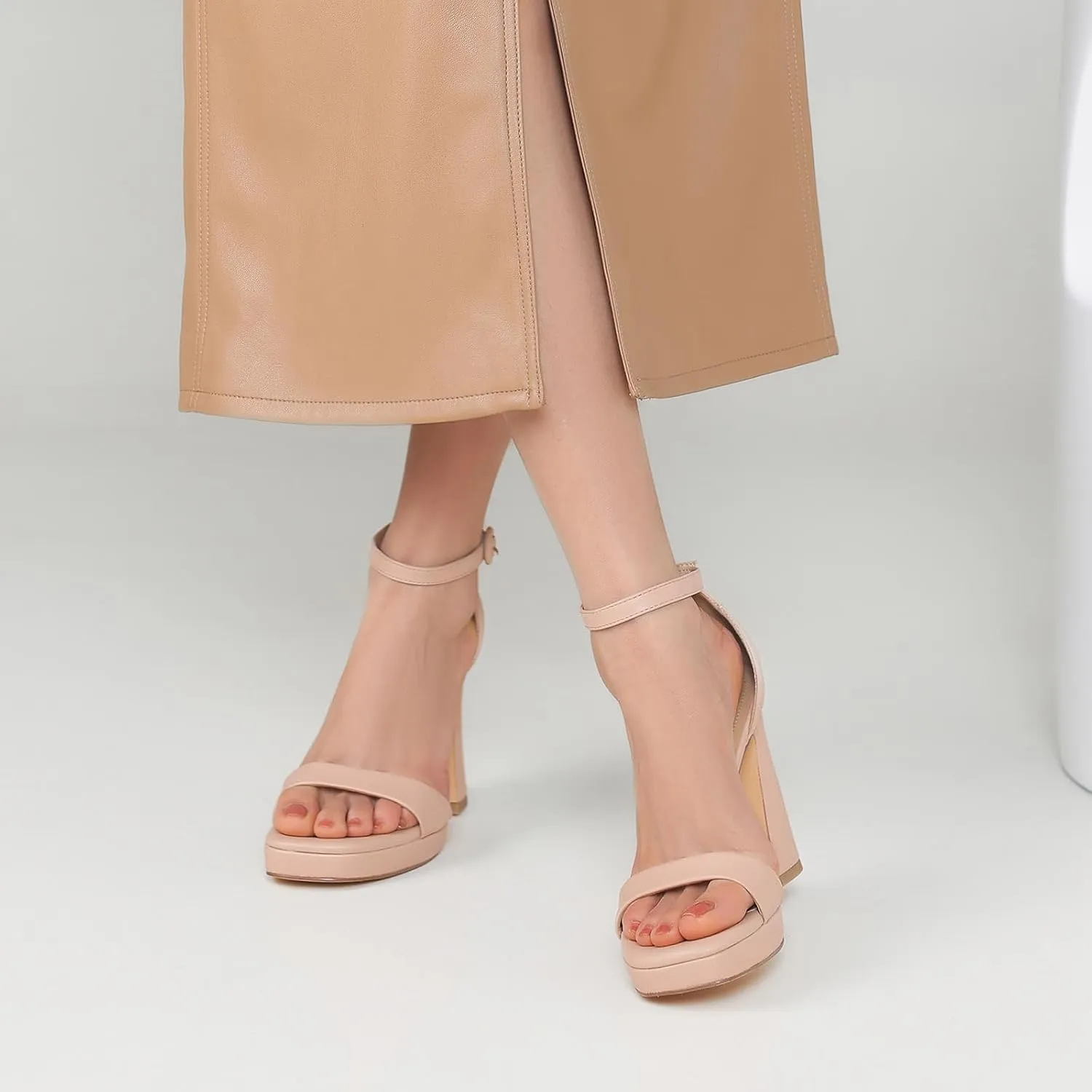 Platform Heels for Women Chunky High Heels with Ankle Strap Square Toe Strappy Heels for Women Heeled Sandals