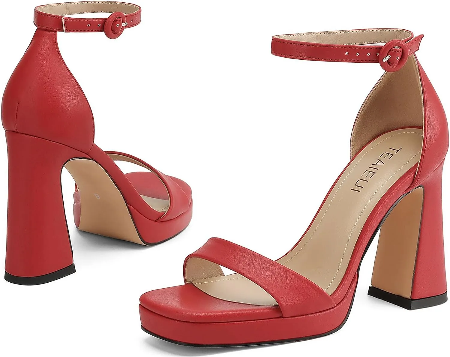 Platform Heels for Women Chunky High Heels with Ankle Strap Square Toe Strappy Heels for Women Heeled Sandals