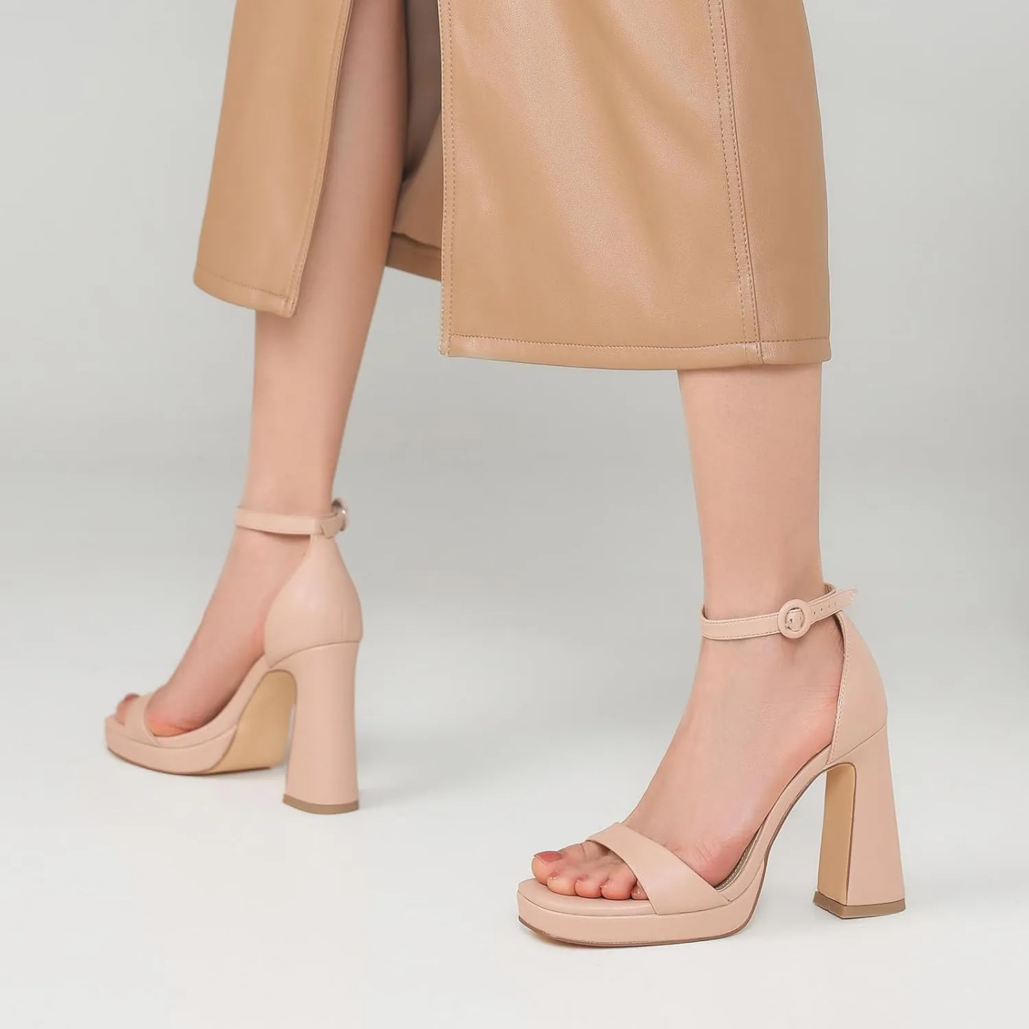 Platform Heels for Women Chunky High Heels with Ankle Strap Square Toe Strappy Heels for Women Heeled Sandals