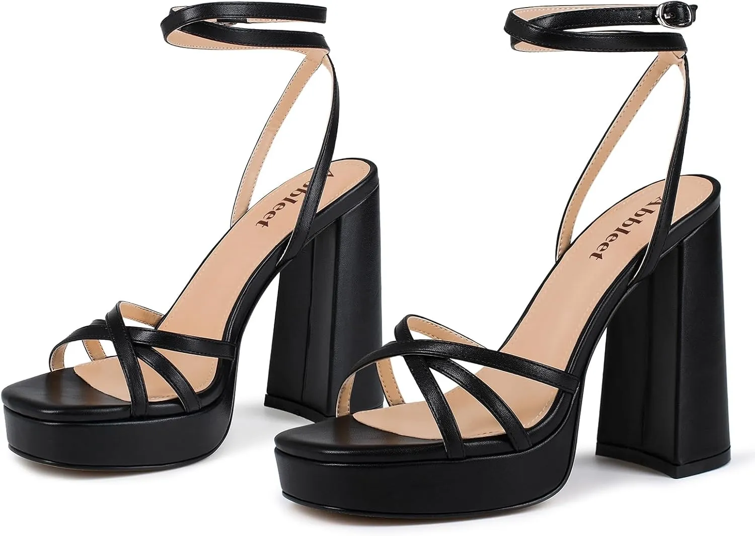 Platform Heels for Women Strappy Block Chunky High Heels Open Toe Ankle Strap Sandals Fashion Lace Up Wedding Party Evening Prom Dance Dress Shoes