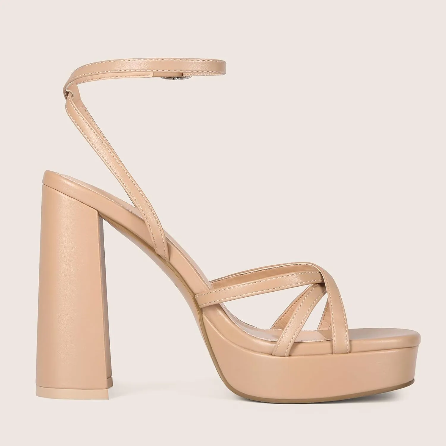 Platform Heels for Women Strappy Block Chunky High Heels Open Toe Ankle Strap Sandals Fashion Lace Up Wedding Party Evening Prom Dance Dress Shoes