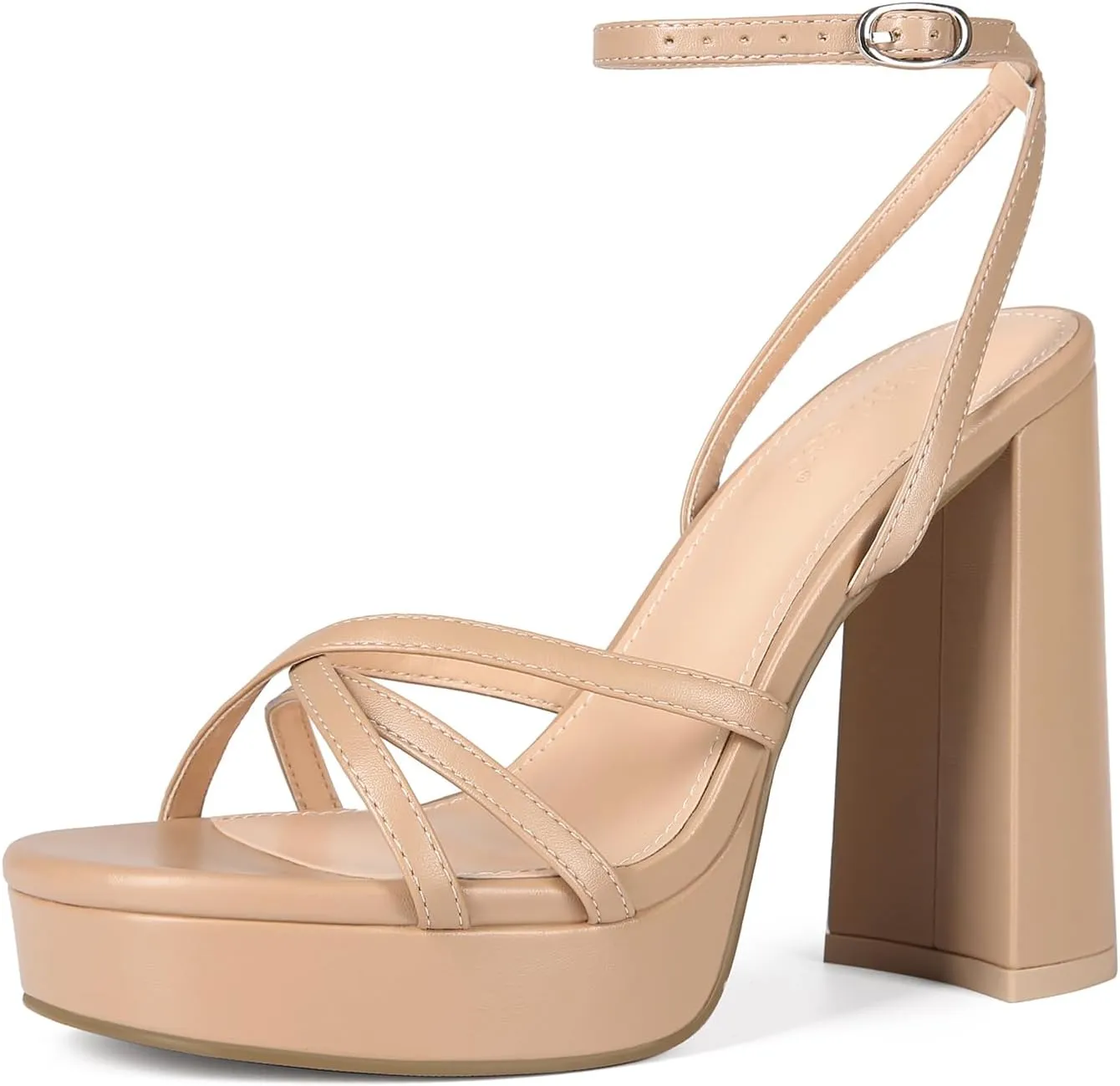 Platform Heels for Women Strappy Block Chunky High Heels Open Toe Ankle Strap Sandals Fashion Lace Up Wedding Party Evening Prom Dance Dress Shoes