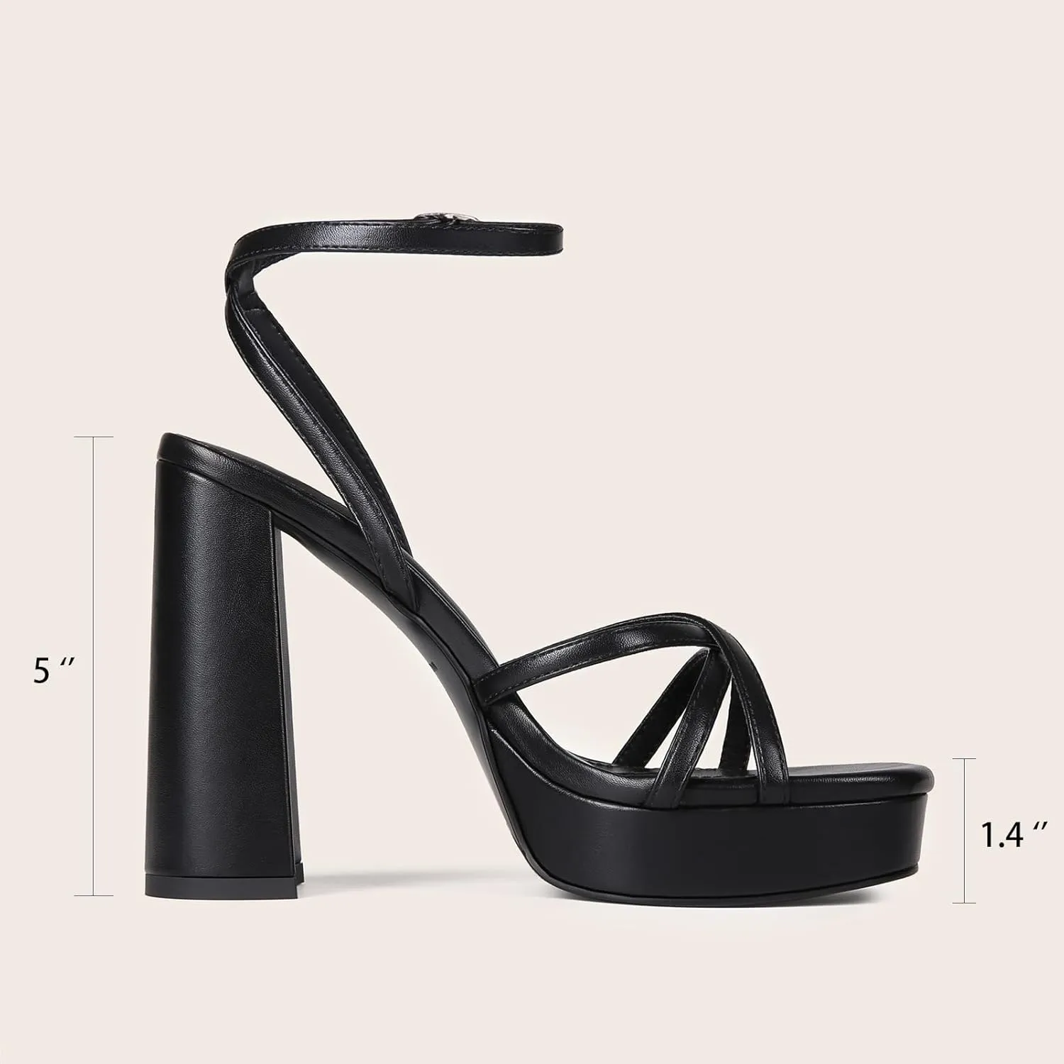 Platform Heels for Women Strappy Block Chunky High Heels Open Toe Ankle Strap Sandals Fashion Lace Up Wedding Party Evening Prom Dance Dress Shoes