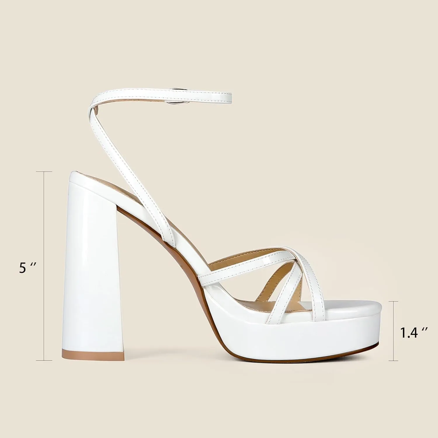 Platform Heels for Women Strappy Block Chunky High Heels Open Toe Ankle Strap Sandals Fashion Lace Up Wedding Party Evening Prom Dance Dress Shoes