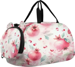 Pomegranate Youth Sports & Travel Duffle Bag with Shoe Compartment,Waterproof Gym Bag for Girls and Boys (Overnight Essentials Organizer)