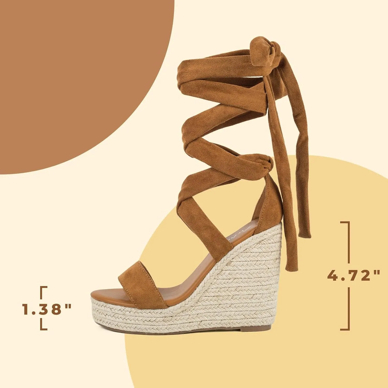 Putu Vacation Wedge Sandals for Women,Espadrilles Platform Beach Sandals,Sexy Tie up Strappy Sandals