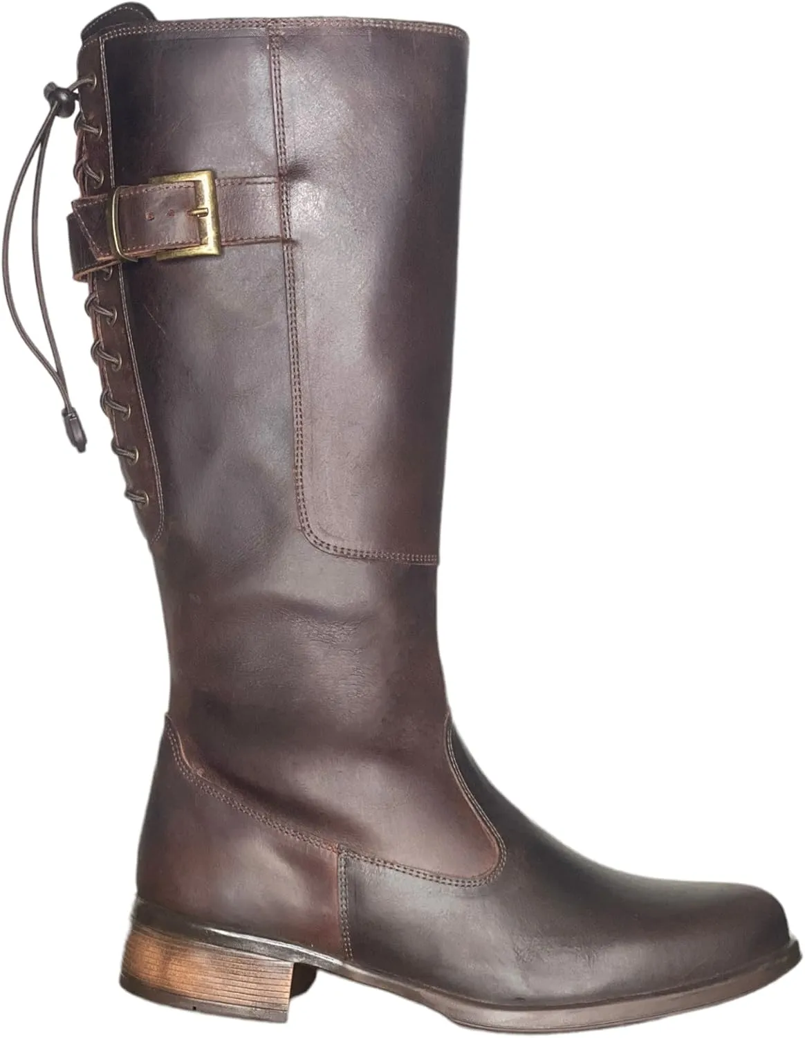 QUEEN USA TEXAS Women's Western Mid-Calf Riding Boots, Fashion Casual Leather Chunky Heel Zipper Booties