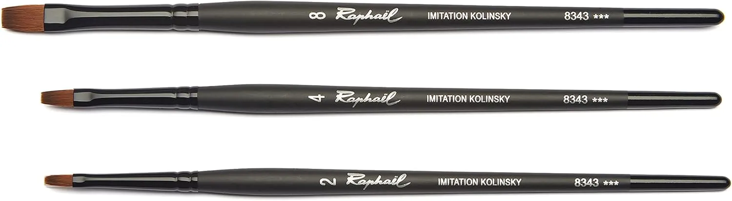 Raphael Stradivarius Synthetic Kolinsky Watercolor Brush, 8, Black