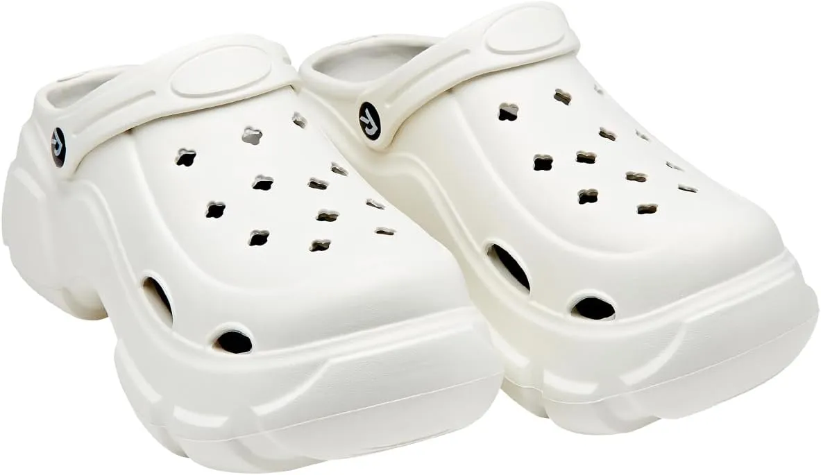Red by Kiss Platform Air Clogs, Waterproof & Breathable Unisex White Slippers, Customizable Fun Water Daily Sandals, Lightweight Comfortable Beach Shoes
