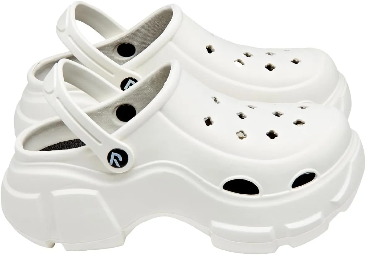 Red by Kiss Platform Air Clogs, Waterproof & Breathable Unisex White Slippers, Customizable Fun Water Daily Sandals, Lightweight Comfortable Beach Shoes
