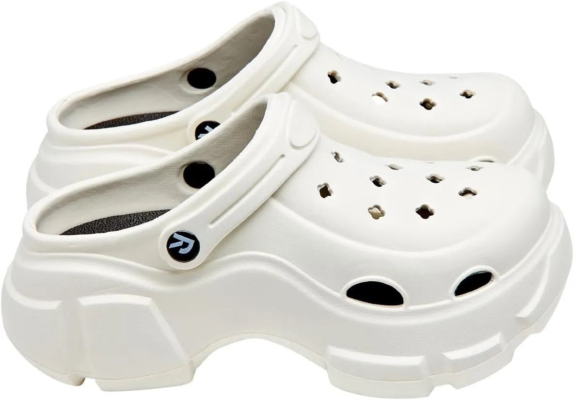 Red by Kiss Platform Air Clogs, Waterproof & Breathable Unisex White Slippers, Customizable Fun Water Daily Sandals, Lightweight Comfortable Beach Shoes