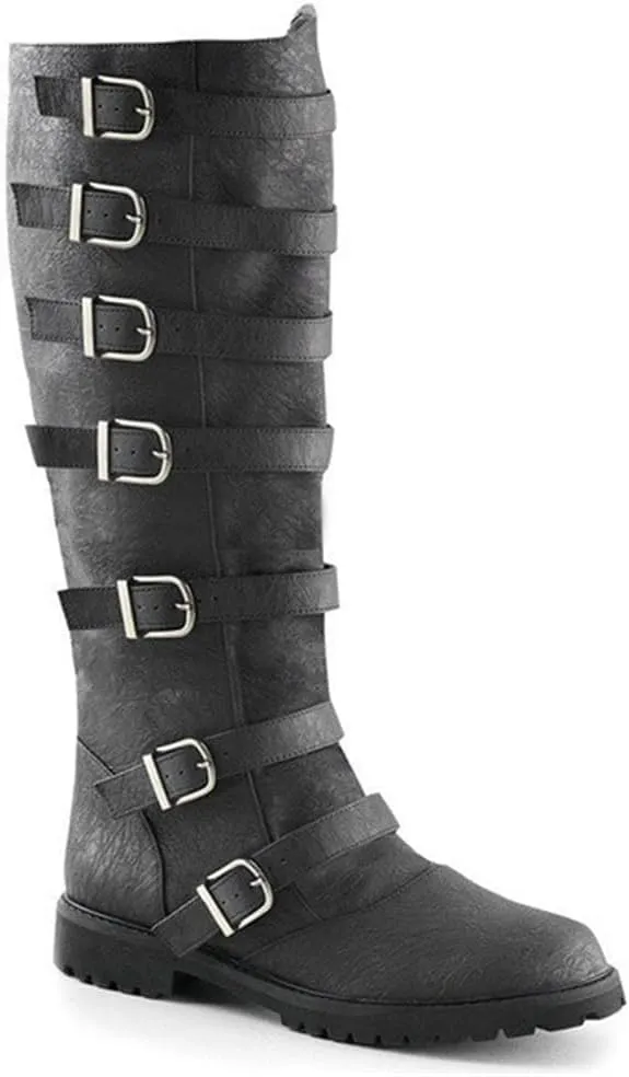 Renaissance PU Leather Medieval Pirate Boots Fashion Men's Steampunk Riding Long Boots for Halloween