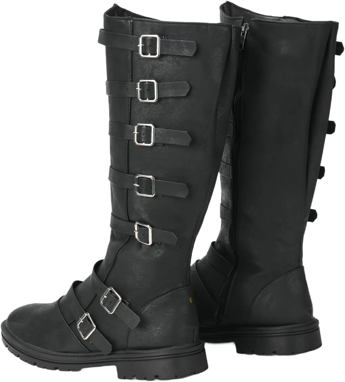 Renaissance PU Leather Medieval Pirate Boots Fashion Men's Steampunk Riding Long Boots for Halloween