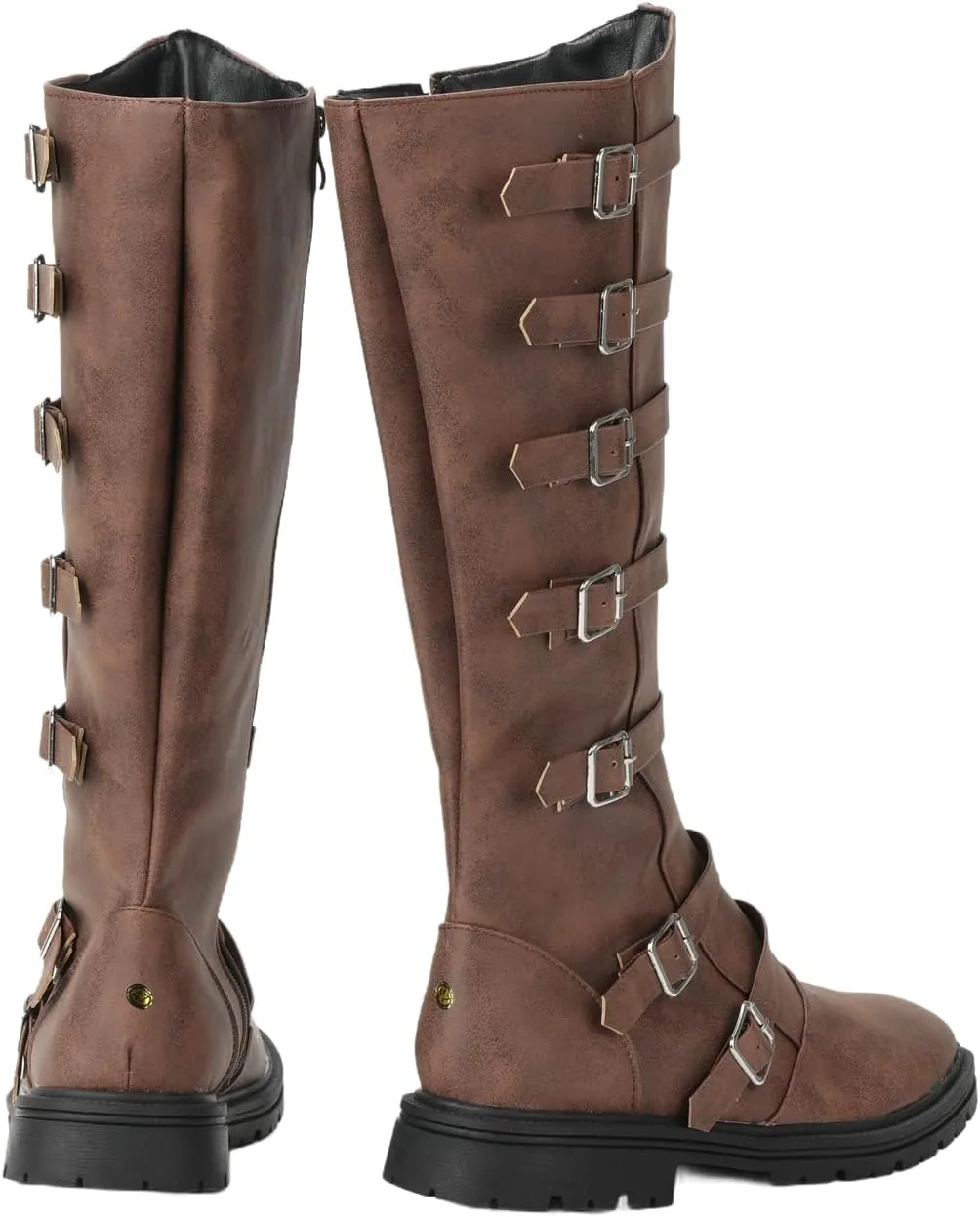 Renaissance PU Leather Medieval Pirate Boots Fashion Men's Steampunk Riding Long Boots for Halloween