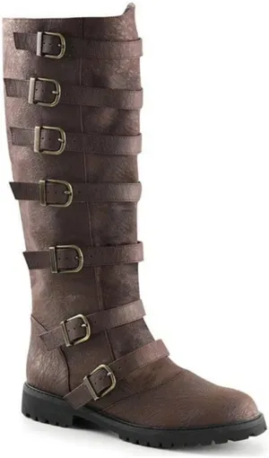 Renaissance PU Leather Medieval Pirate Boots Fashion Men's Steampunk Riding Long Boots for Halloween
