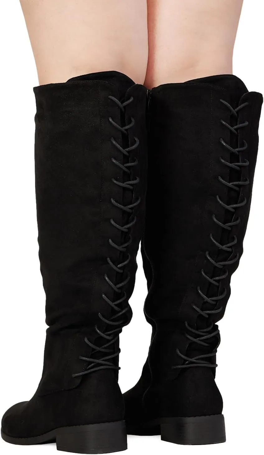 RF ROOM OF FASHION Women's Athletic Wide Calf Knee High Riding Boots