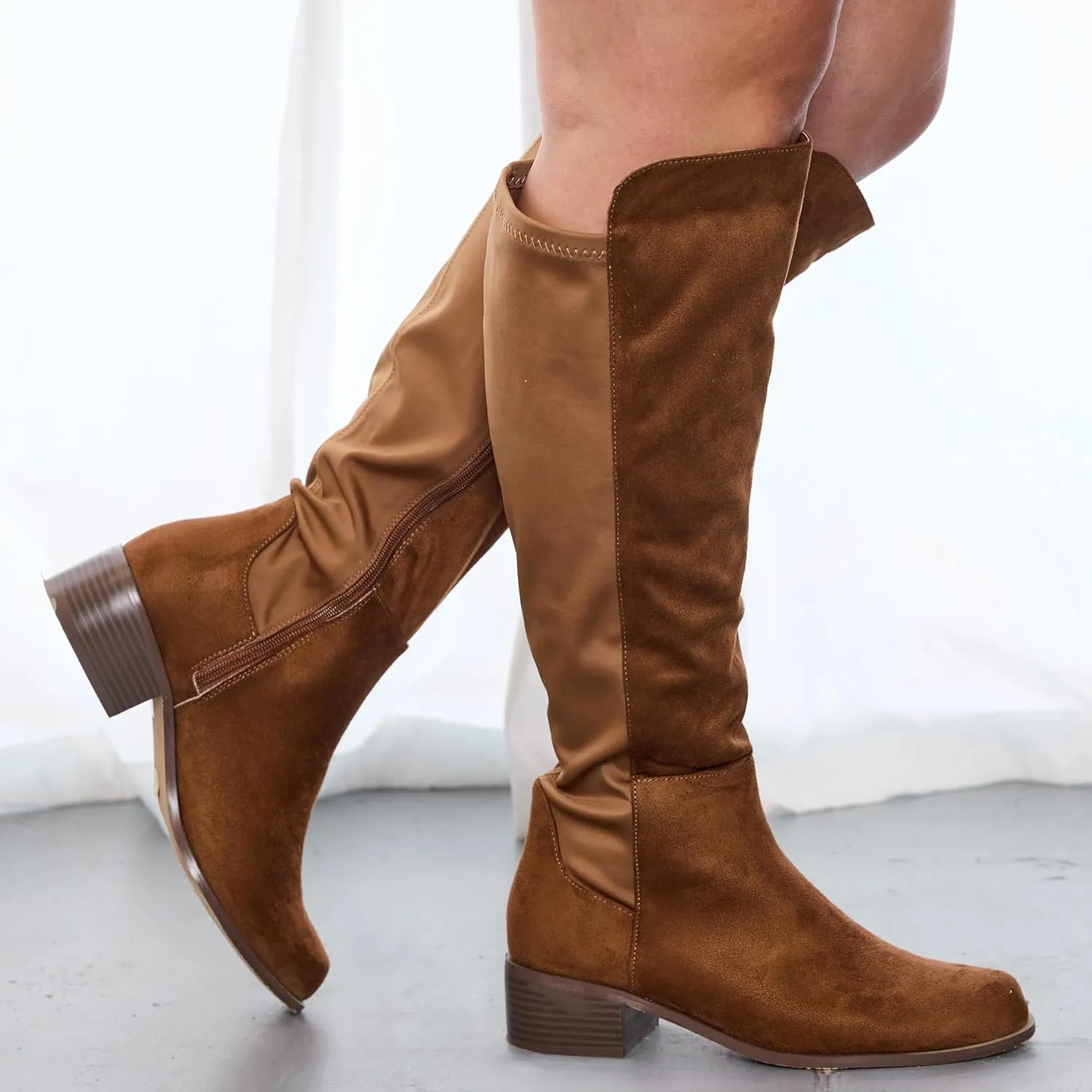 RF ROOM OF FASHION Women's Wide Calf Knee High Riding Boots