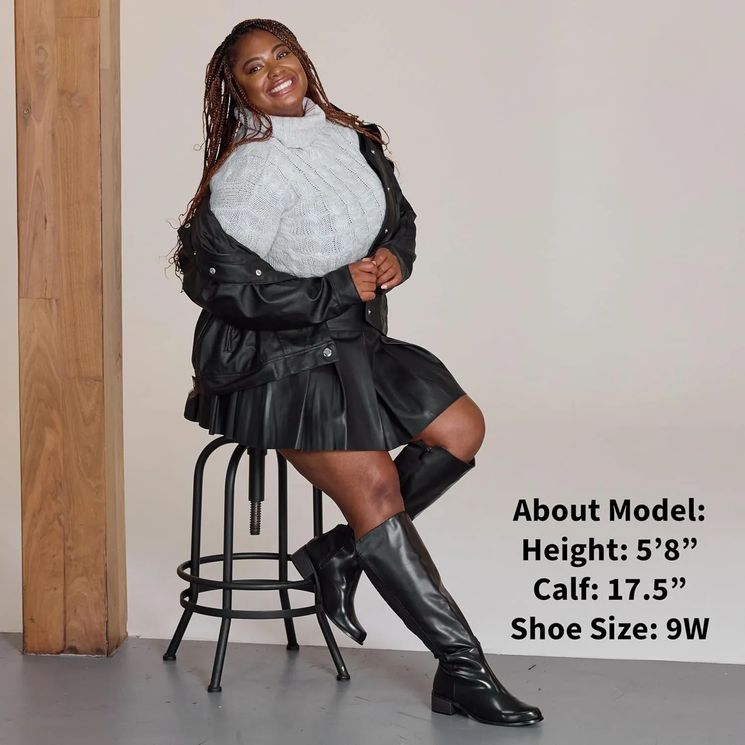 RF ROOM OF FASHION Women's Wide Calf Knee High Riding Boots