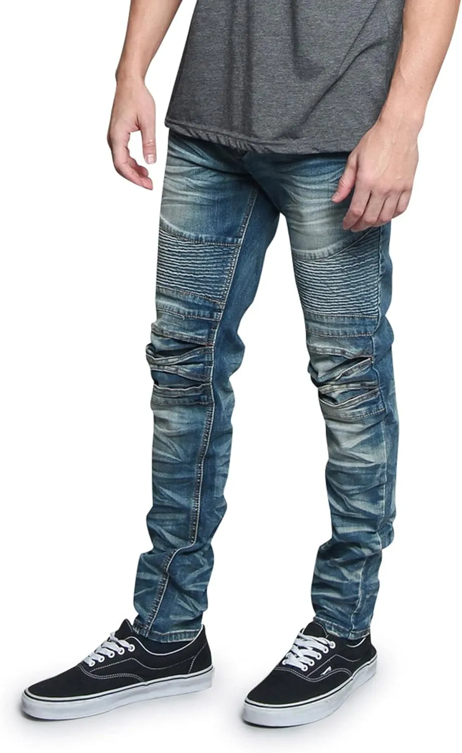 Ribbed Thigh Biker Moto Style Bottoms