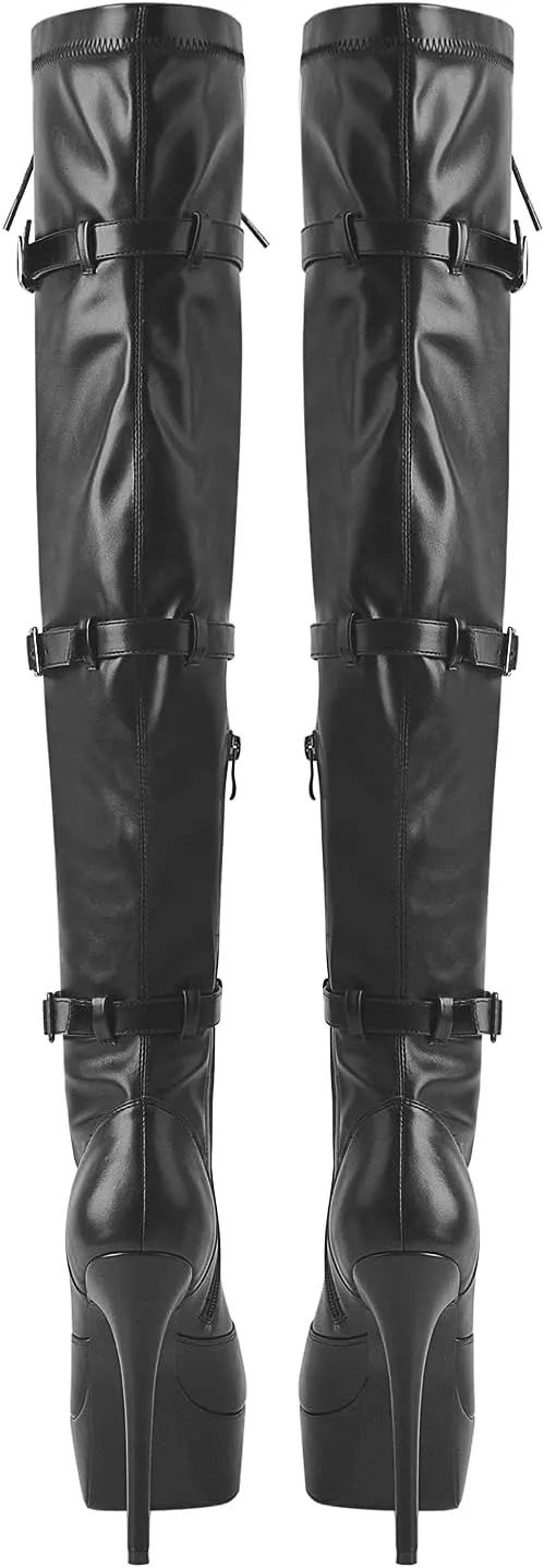 richealnini Women's Platform Lace Up Boots Zipper Dress Long Booties Wedding Dress