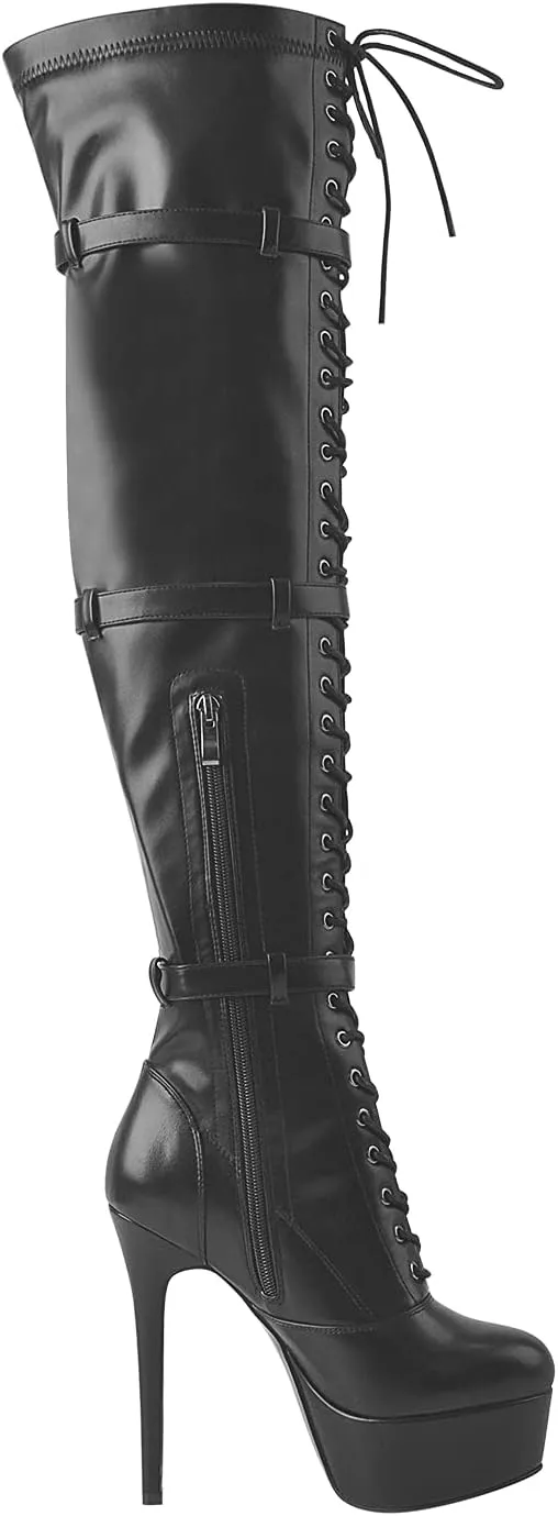 richealnini Women's Platform Lace Up Boots Zipper Dress Long Booties Wedding Dress