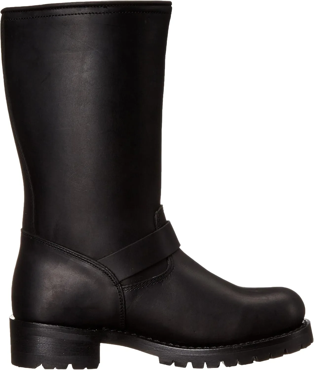 RIDETECS 11" Leather Biker Riding Boots For Men, Black - Calf High Adjustable Vamp With Side Ankle Straps