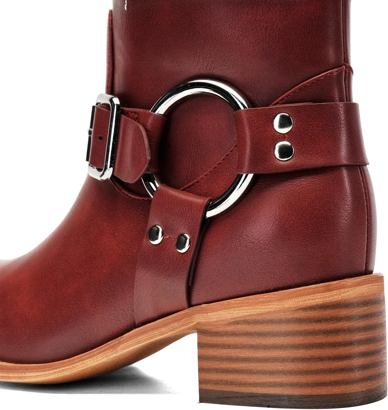 Riding Boots for Women Knee High with Buckle Stars Moon Heart Patterns Low Heel