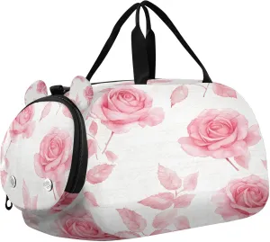 Roses Youth Sports & Travel Duffle Bag with Shoe Compartment,Waterproof Gym Bag for Girls and Boys (Overnight Essentials Organizer)