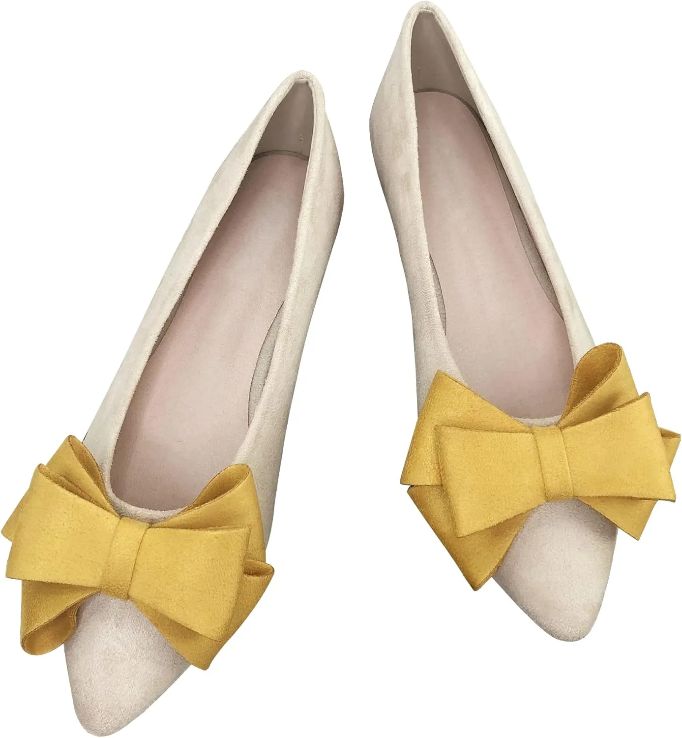 SAILING LU Womens Flats Shoes for Wedding Comfortable Pointy Toe Dress Loafers Bow-Knot Suede Dance Shoes for Party Slip On Moccasin