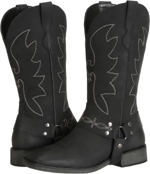 SheSole Ladies Fashion Strap Cowboy Boots for Women Square Toe Mid Calf Western Cowgirl Boots