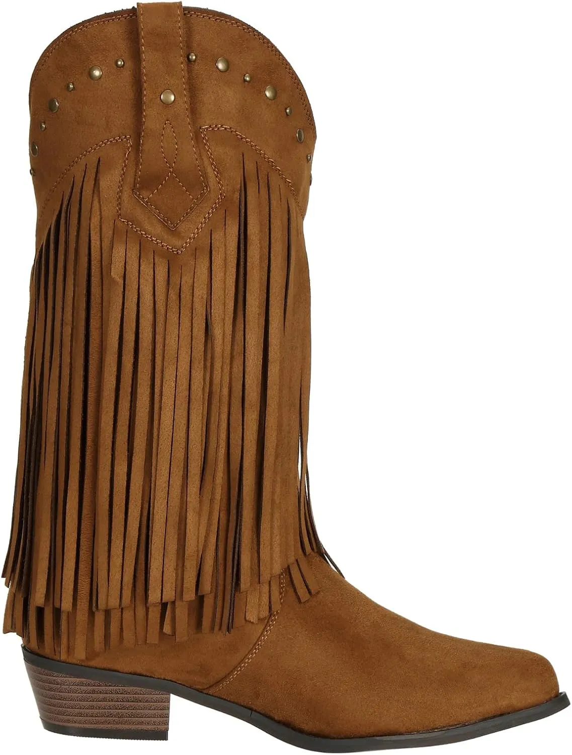 SheSole Women's Wide Width Fringe Boots Western Cowgirl Cowboy Boots Extra Wide Calf Black Brown