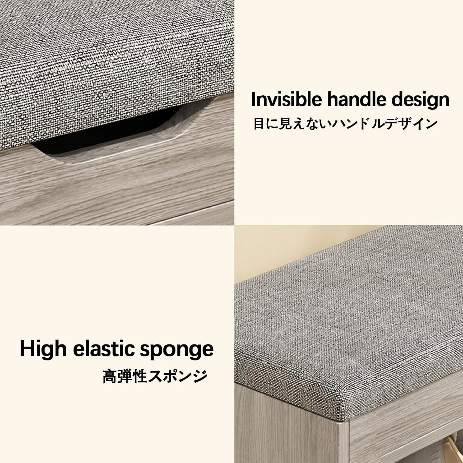 Shoe Cabinet Bench with Comfortable Cushion - Stylish Shoe Rack for Entryway, Hallway & Living Room Storage (Gray, 80x28x43cm) - Perfect Entryway Organizer