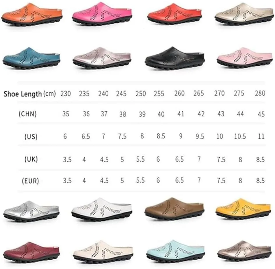 Shoes for Women Casual All-Match Hollow Slippers Slip On Sandals Orthopedic All-Match Breathable Flats Summer Slip-on Slides Flat Loafers Round Toe Non-Slip Softsole Lightweight Mule Sandals