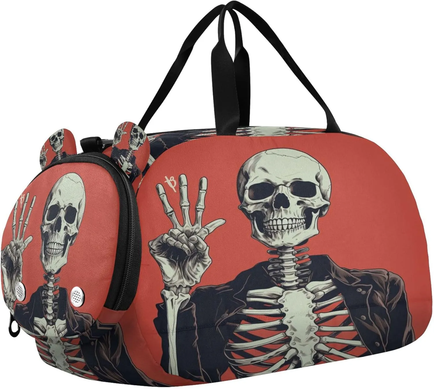 Skeleton Youth Sports & Travel Duffle Bag with Shoe Compartment,Waterproof Gym Bag for Girls and Boys (Overnight Essentials Organizer)