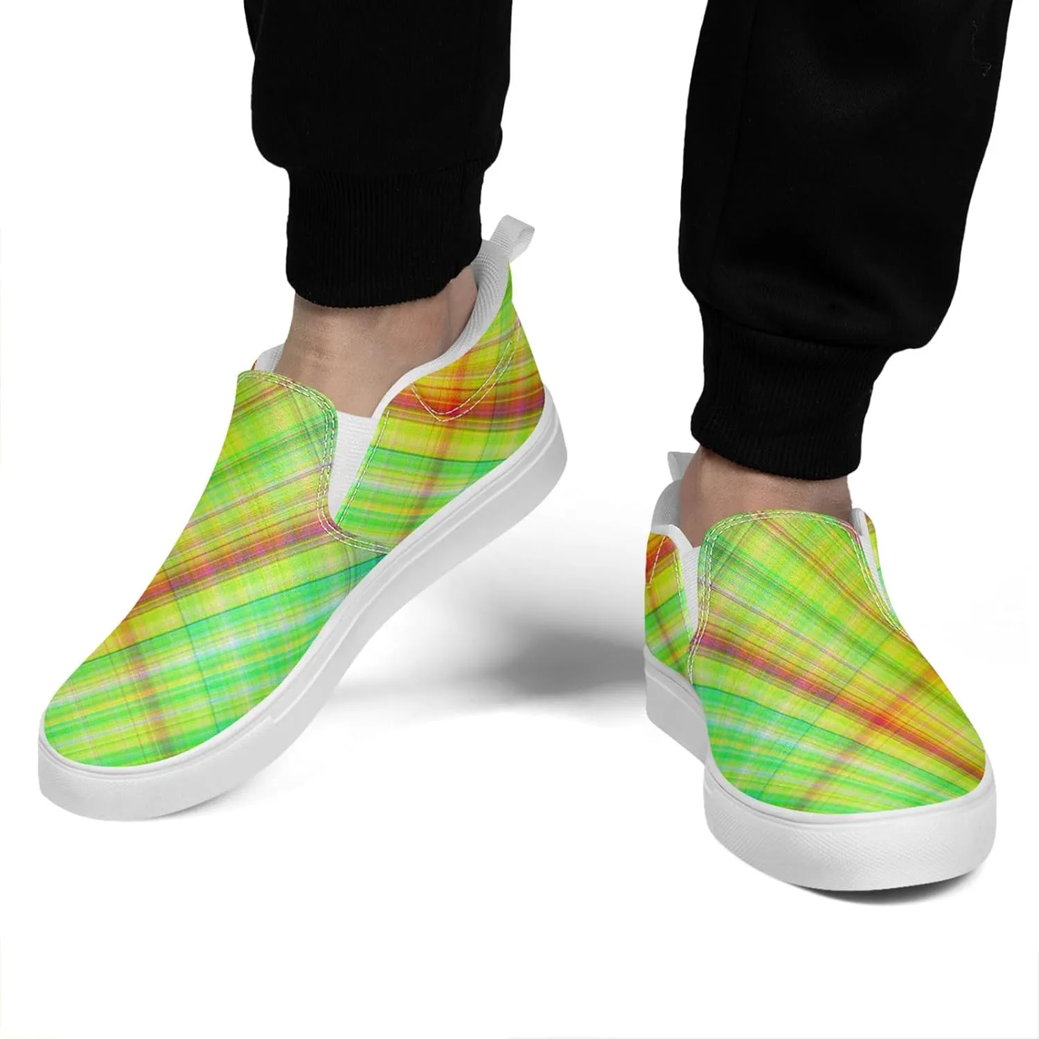 Slip On Sneaker for Women's Men's Low-Top Casual Canvas Shoes Comfortable Lightweight Flats Plaid Loafers Fashion Sneakers