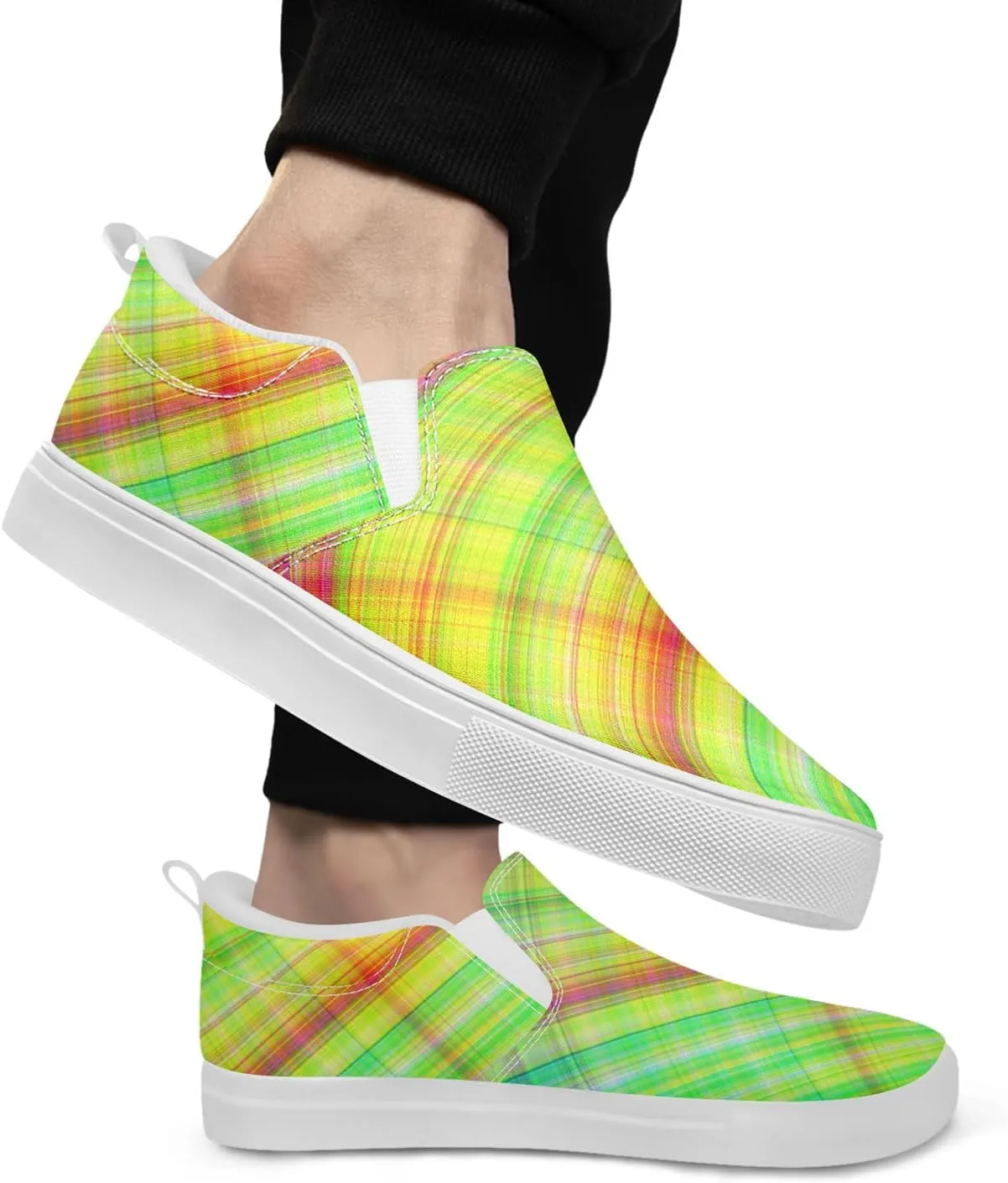 Slip On Sneaker for Women's Men's Low-Top Casual Canvas Shoes Comfortable Lightweight Flats Plaid Loafers Fashion Sneakers